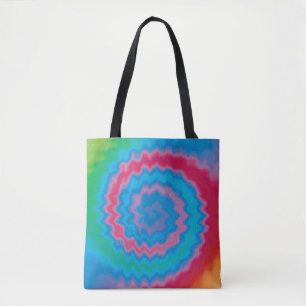 Vintage groovy funky retro tie dye swirl pattern tote bag