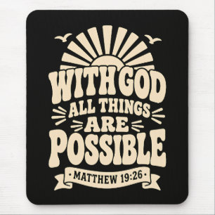 Vintage Groovy Ivory Sunrise Christian Bible Verse Mouse Pad