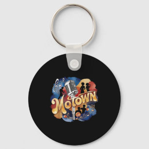 Vintage Groovy Motown Music Watercolor Art Key Ring