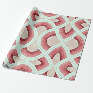 Vıntage Groovy Rainbow Design In Coral and Desert Wrapping Paper