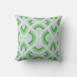 Vintage Groovy Rainbow Design In Mint and Green Cushion