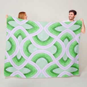Vintage Groovy Rainbow Design In Mint and Green Fleece Blanket