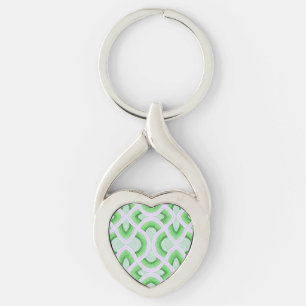 Vintage Groovy Rainbow Design In Mint and Green Key Ring