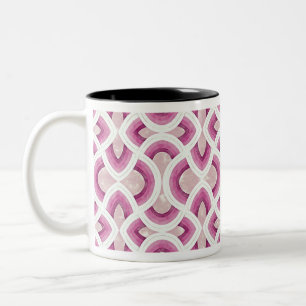 Vintage Groovy Rainbow Pattern In Mulberry Two-Tone Coffee Mug