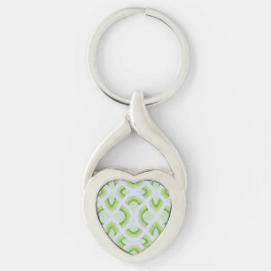 Vintage Groovy Rainbow Pattern In Sage And Kiwi Key Ring