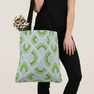 Vintage Groovy Rainbow Pattern In Sage And Kiwi Tote Bag