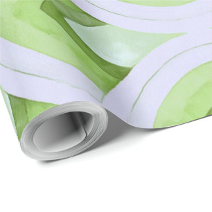 Vintage Groovy Rainbow Pattern In Sage And Kiwi Wrapping Paper