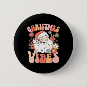 Vintage Groovy Santa Claus Christmas Vibes Kids Gi 6 Cm Round Badge