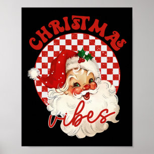 Vintage Groovy Santa Claus Christmas Vibes Kids Gi Poster