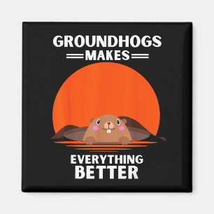 Vintage Groundhog Makes Everything Better Retro Magnet