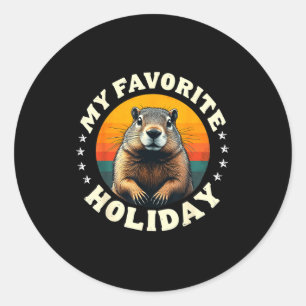 Vintage Groundhog Meteorology Groundhog Day 2025 Classic Round Sticker