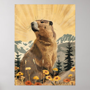 Vintage Groundhog Poster