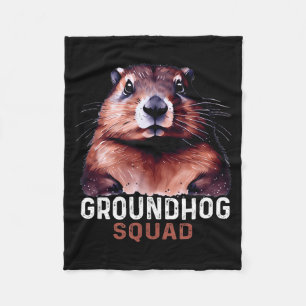Vintage Groundhog Squad Funny Lovers Groundhog Hap Fleece Blanket