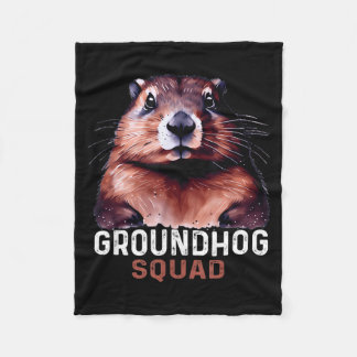 Vintage Groundhog Squad Funny Lovers Groundhog Hap Fleece Blanket