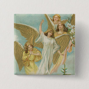Vintage Group of Christmas Angels 15 Cm Square Badge