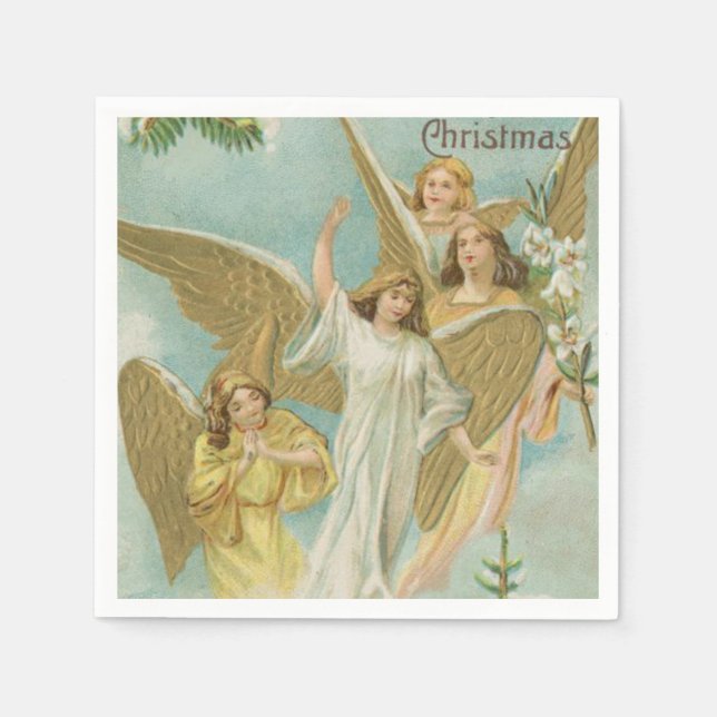 Vintage Group of Christmas Angels Napkin (Front)