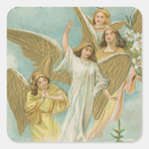Vintage Group of Christmas Angels Square Sticker