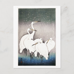 Vintage Group of Egrets by Koson Postcard