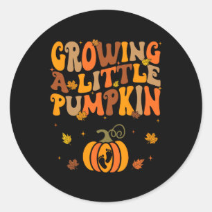 Vintage Growing A Little Pumpkin Thanksgiving Preg Classic Round Sticker