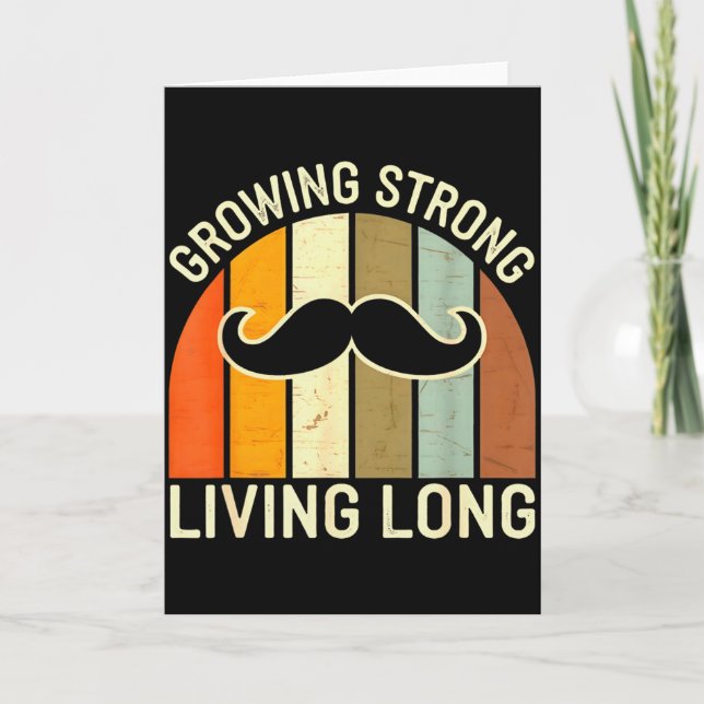 Vintage Growing Strong Living Long - Retro Moustac Card (Front)