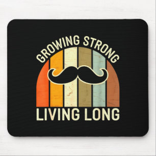 Vintage Growing Strong Living Long - Retro Moustac Mouse Pad