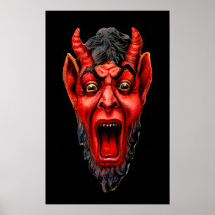 Vintage Growling Krampus Poster
