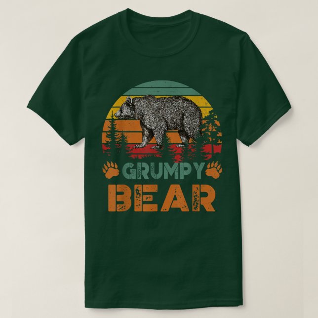 Vintage Grumpy Bear  Funny Fathers Day  T-Shirt (Design Front)