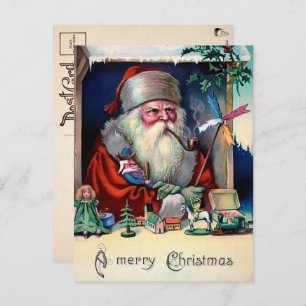 Vintage Grumpy Santa Christmas Postcard