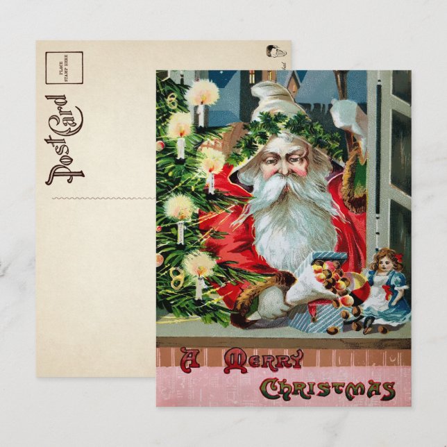Vintage Grumpy Santa Christmas Postcard (Front/Back)