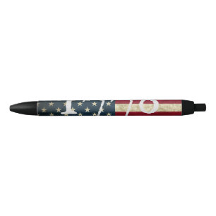 Vintage Grunge American Flag 1776 Black Ink Pen