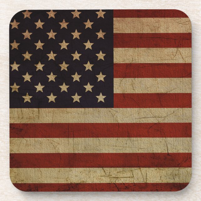 Vintage Grunge American Flag Coaster (Front)