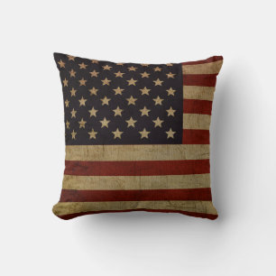 Vintage Grunge American Flag Cushion