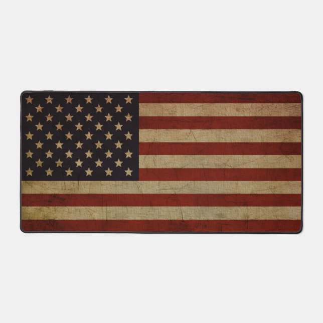 Vintage Grunge American Flag Desk Mat (Front)
