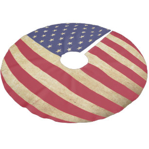 Vintage Grunge American Flag globe-shaped Brushed Polyester Tree Skirt