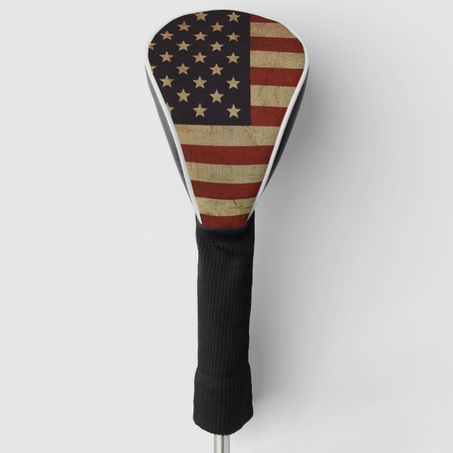 Vintage Grunge American Flag Golf Head Cover (Front)