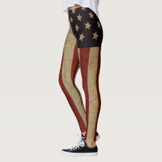 Vintage Grunge American Flag Leggings