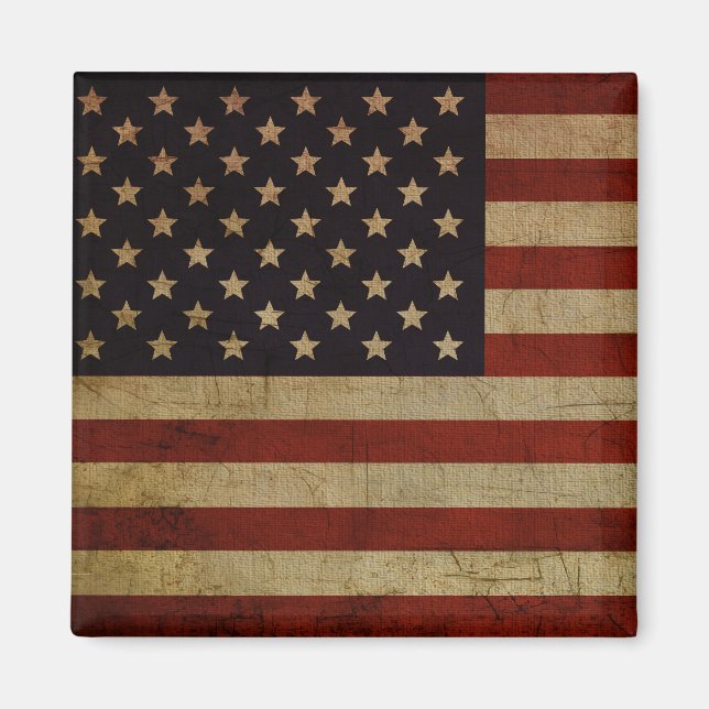 Vintage Grunge American Flag Magnet (Front)