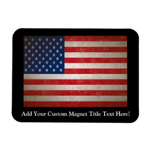 Vintage Grunge American Flag Patriotic Design Magnet