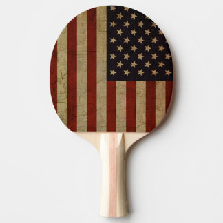 Vintage Grunge American Flag Ping Pong Paddle