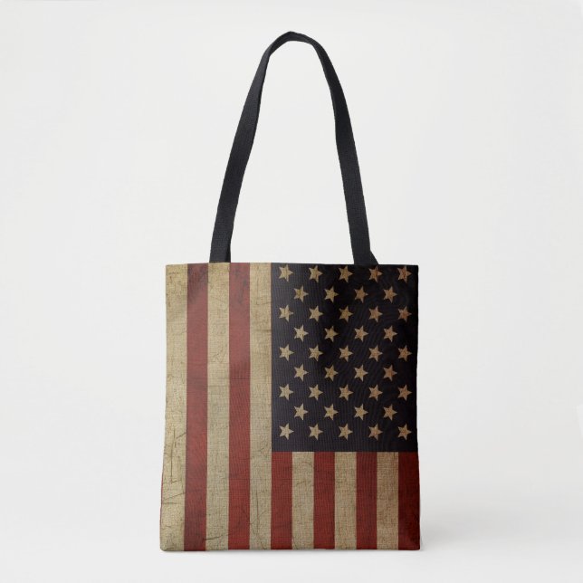 Vintage Grunge American Flag Tote Bag (Front)