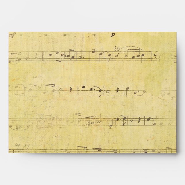 Vintage Grunge Antique Musical Notes Custom Envelo Envelopes (Front)