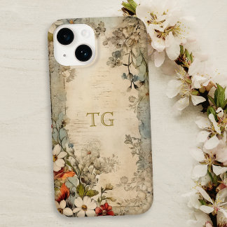 Vintage Grunge Artisan Botanical Monogram Case-Mate iPhone 14 Case