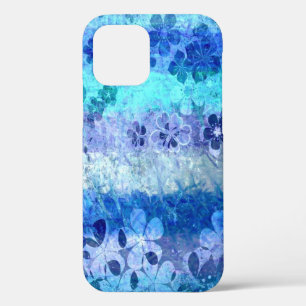 Vintage grunge blue floral pattern iPhone 12 pro case