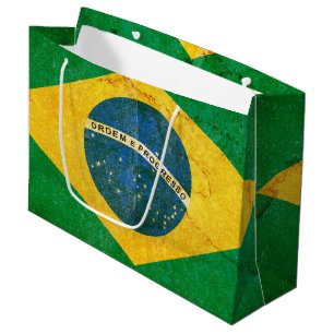 Vintage Grunge Brazil Flag Large Gift Bag