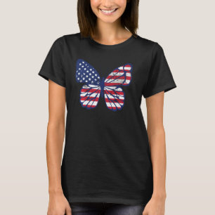 Vintage Grunge Butterfly Lovers Usa Flag Fourth Of T-Shirt