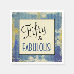 Vintage Grunge Chic Fifty & FABULOUS! Birthday Napkin