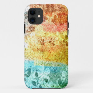 Vintage grunge colourful floral pattern 3 iPhone 11 case