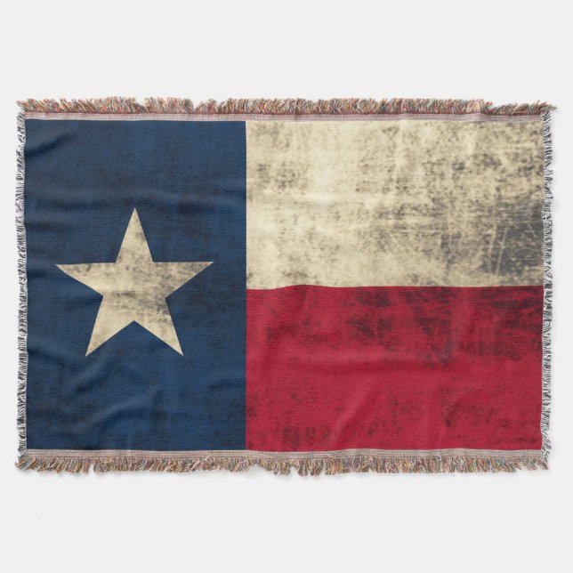 Vintage Grunge Flag of Texas Throw Blanket (Front)