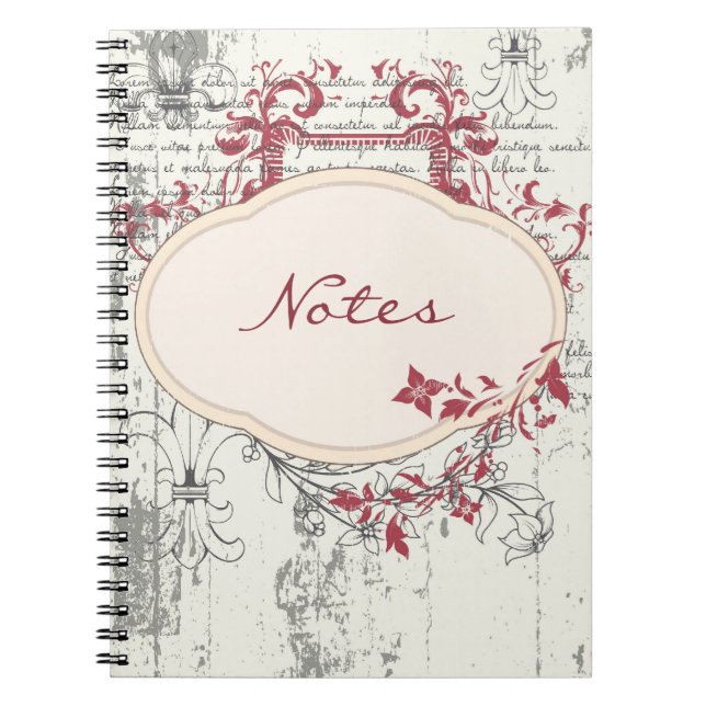 Vintage Grunge Floral Notebook (Front)