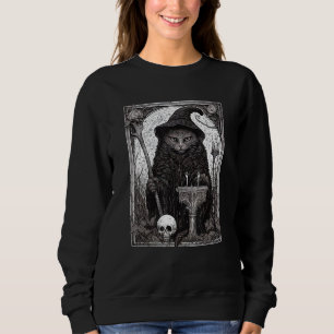 Vintage Grunge Goth Cat Skull Death Tarot Creepy H Sweatshirt